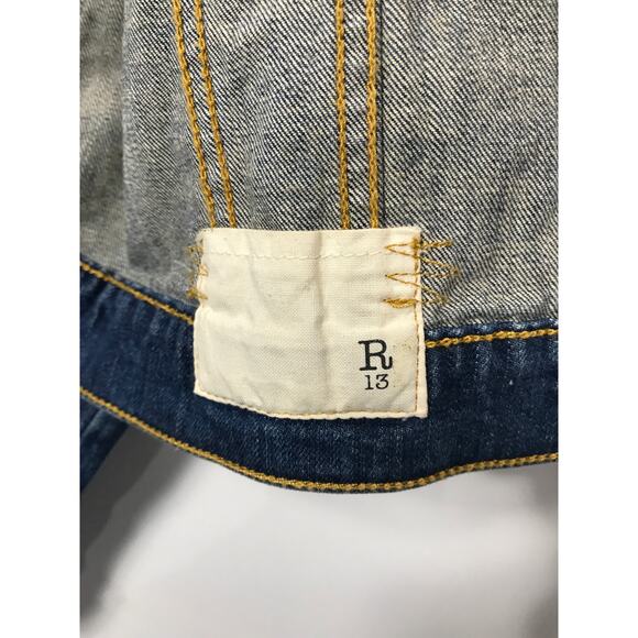 R13 Women's Denim Jean Jacket Street Designer Luxury Casual - Picture 7 of 14